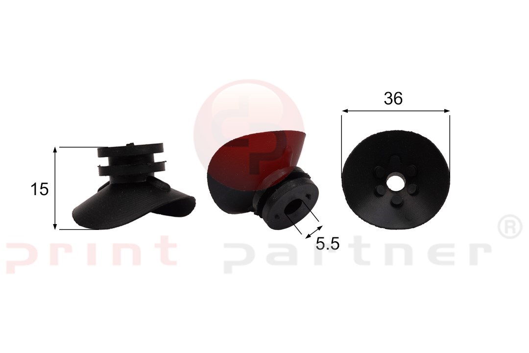 Shaped Rubber Sucker RS/00052 - 12 pcs.