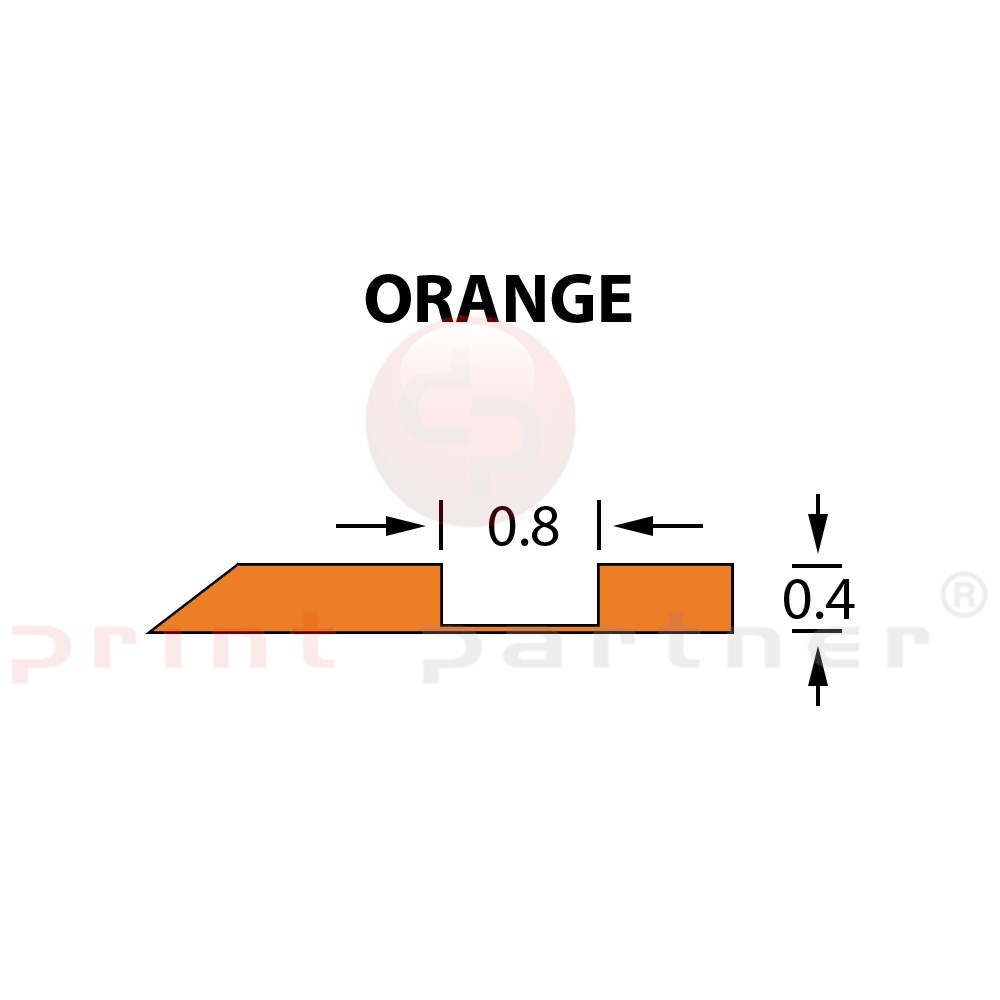 Rillzurichtung Offcentre 0,8x0,40mm ORANGE -25m