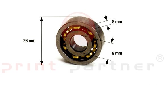 Bearing for inking rollers 26mmx9mmx8mm